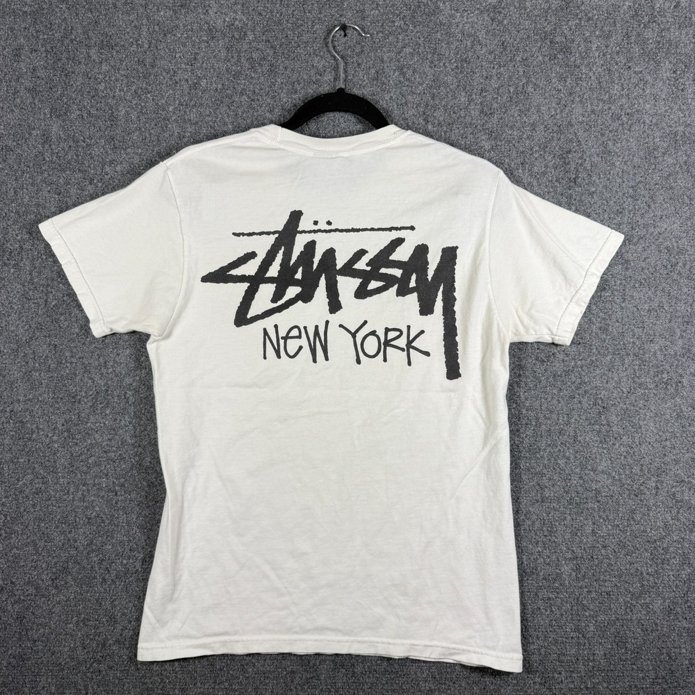Stussy Stock New York T-Shirt White Streetwear Hip Hop Mens Size Small #3287